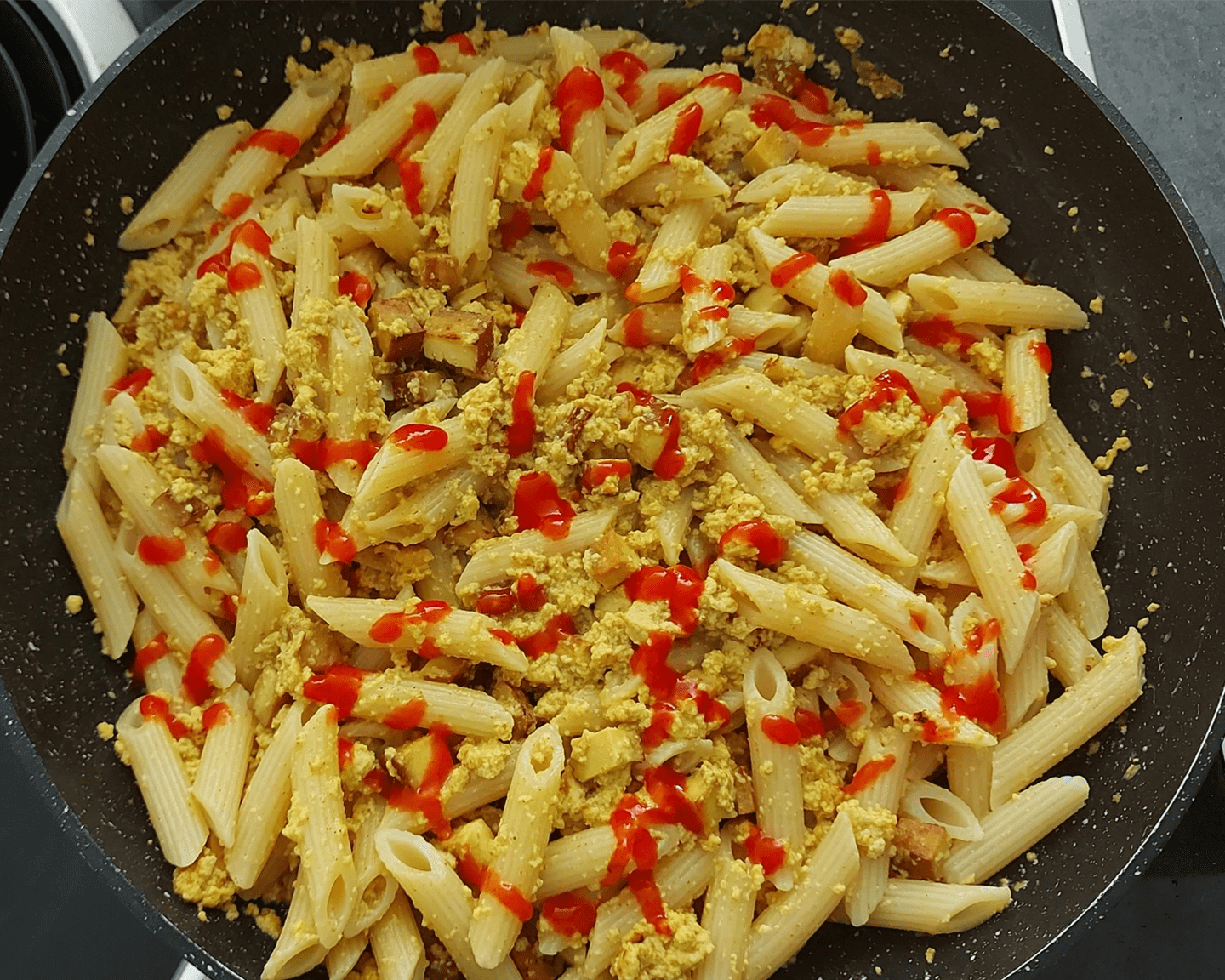 vegane Rezepte - cokogreen, Rührtofu und Pasta Carbonara